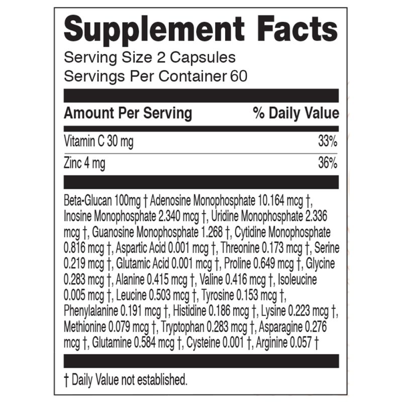 Imuregen Glucan 60 Capsules Supplement Facts